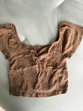 American Eagle Outfitters Brown Ribbed Sweetheart Crop Top